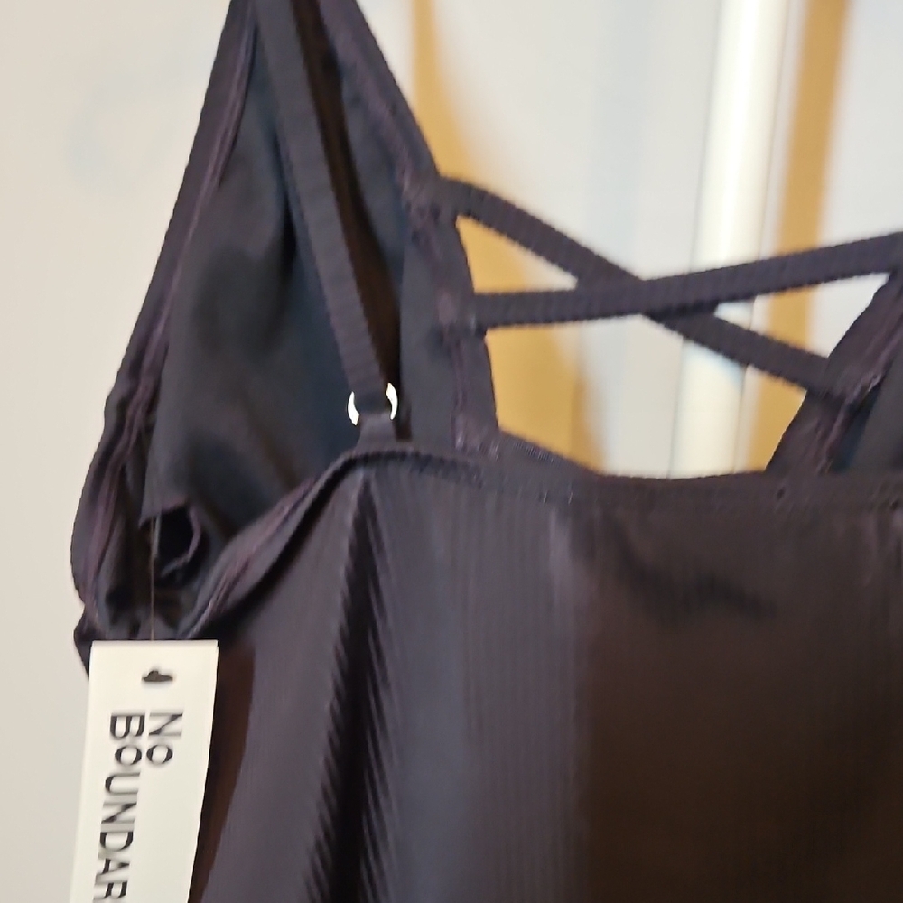No Boundaries Black One Piece Crisscross Swimsuit Beach XL - Picture 8 of 11